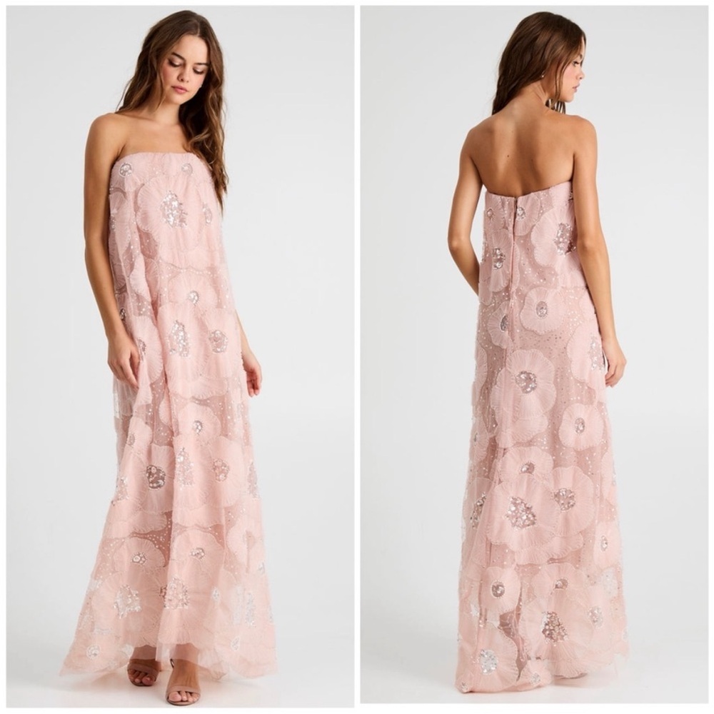 NWT Helsi Margot Floral Embellished Maxi Dress Pink Pearl